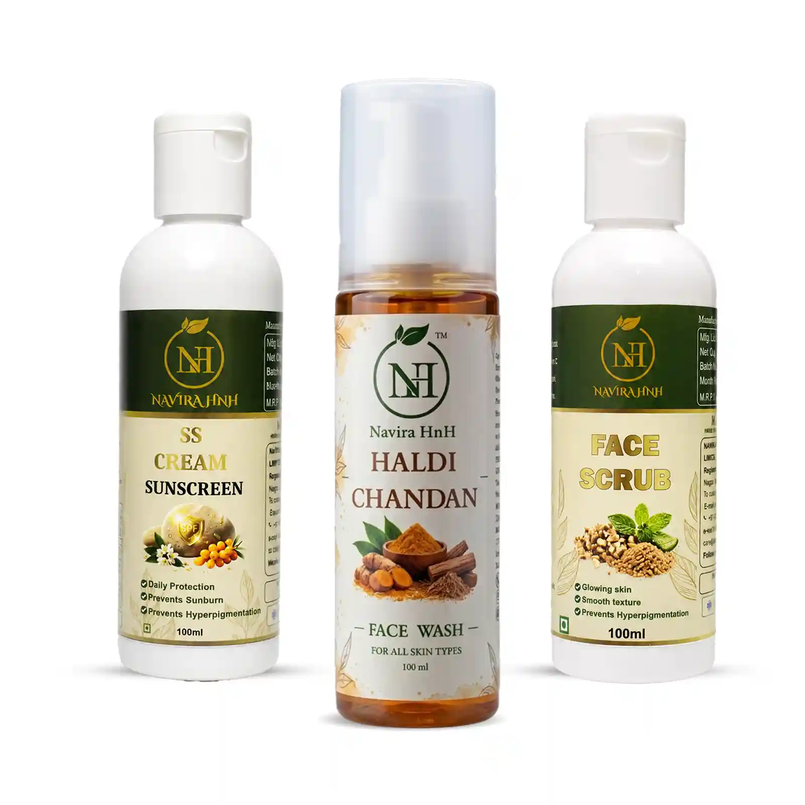Haldi Chandan Facewash | Face Scrub & SS Cream Skincare | Exclusive Festive Combo